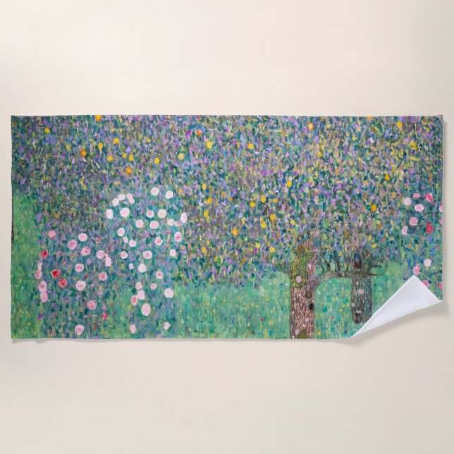 Gustav Klimt - Rosenbüsche unter den Bäumen Strandtuch (Vorderseite)