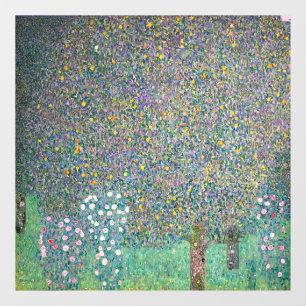 Gustav Klimt - Rosensträucher unter den Bäumen Fensteraufkleber