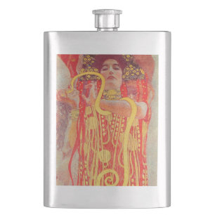 Gustav Klimt Rote Frau Goldschlange Malerei Flachmann