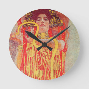 Gustav Klimt Rote Frau Goldschlange Malerei Runde Wanduhr