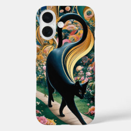 Gustav Klimt Schwarze Katze Im Blumengarten, Katze iPhone 16 Hülle
