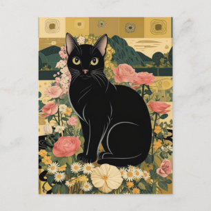Gustav Klimt Schwarze Katze Im Blumengarten, Katze Postkarte