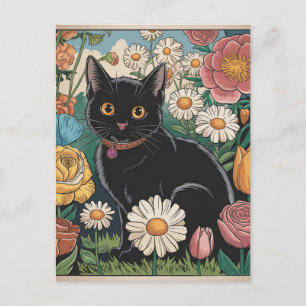 Gustav Klimt Schwarze Katze Im Blumengarten, Katze Postkarte