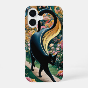 Gustav Klimt Schwarze Katze in einem Blumengarten, iPhone 16 Hülle