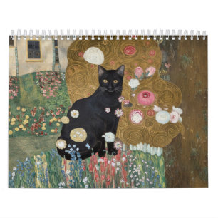 Gustav Klimt Schwarze Katze in einem Blumengarten, Kalender