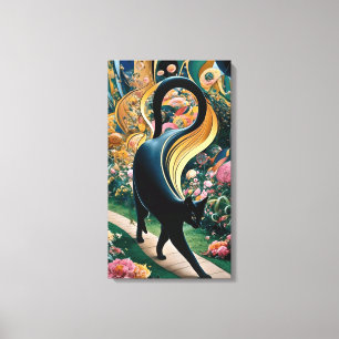 Gustav Klimt Schwarze Katze in einem Blumengarten, Leinwanddruck