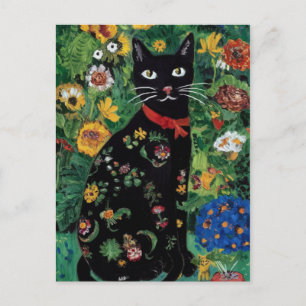 Gustav Klimt Schwarze Katze in einem Blumengarten, Postkarte