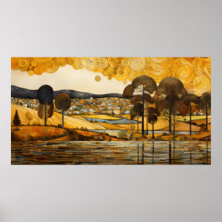 Gustav Klimt Style Landschaft Poster