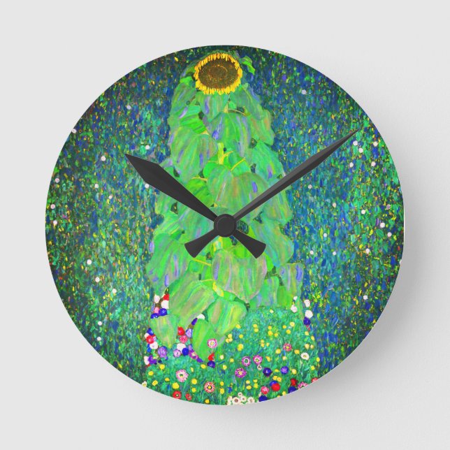 Gustav Klimt Sunflower Runde Wanduhr (Vorderseite)