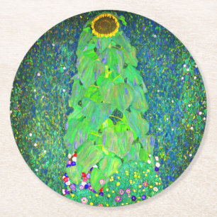 Gustav Klimt Sunflower Runder Pappuntersetzer