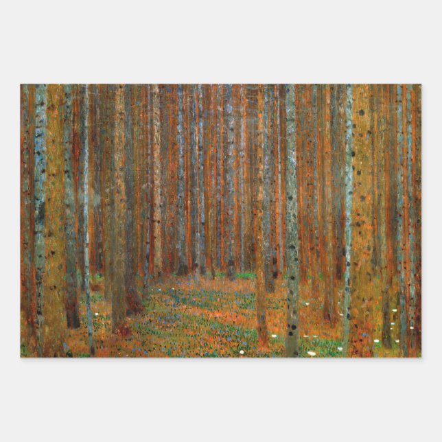 Gustav Klimt - Tannenwald Pinienwald Geschenkpapier Set (Vorderseite)
