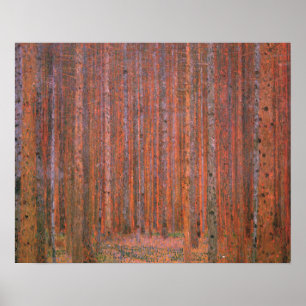 Gustav Klimt Tannenwald Rote Bäume Poster