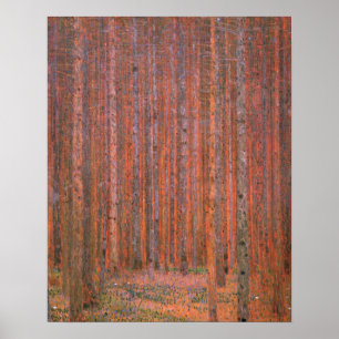 Gustav Klimt Tannenwald Rote Bäume Poster