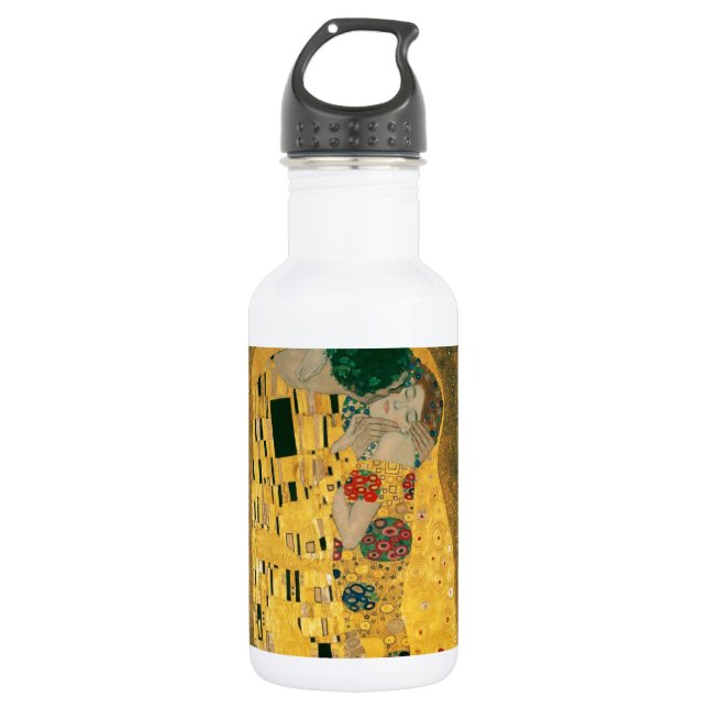 Gustav Klimt // The Kiss // Der Kuss Edelstahlflasche (Vorderseite)