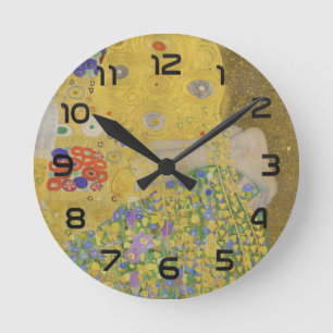 Gustav Klimt-The Kiss(Detail)   Gold Leaf Kunstwer Runde Wanduhr