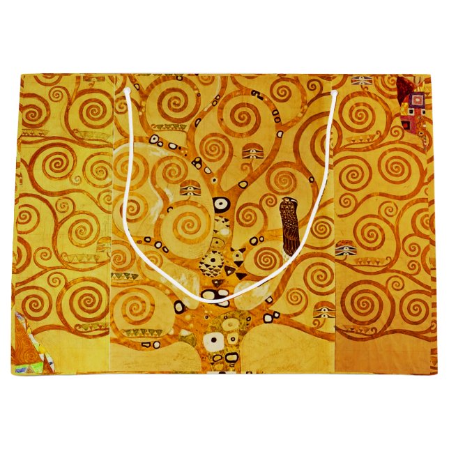 Gustav Klimt Tree of Life: Jugendstil-Symbolist Große Geschenktüte (Vorderseite)