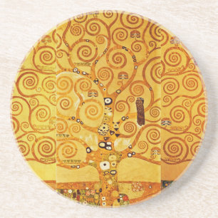 Gustav Klimt Tree of Life: Jugendstil-Symbolist Sandstein Untersetzer