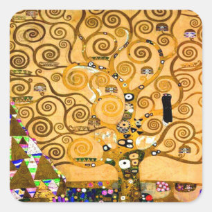Gustav Klimt Tree of Life Quadratischer Aufkleber