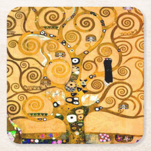 Gustav Klimt Tree of Life Rechteckiger Pappuntersetzer
