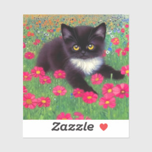 Gustav Klimt Tuxedo Cat Aufkleber