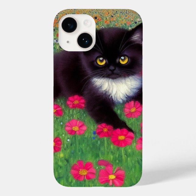 Gustav Klimt Tuxedo Cat Case-Mate iPhone 14 Hülle (Rückseite)