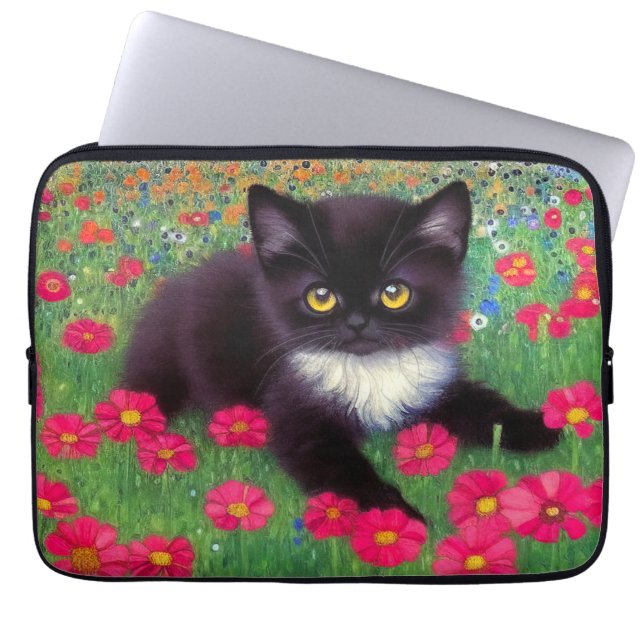Gustav Klimt Tuxedo Cat Laptopschutzhülle (Vorderseite)