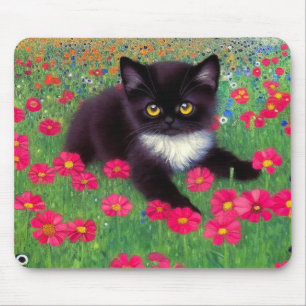 Gustav Klimt Tuxedo Cat Mousepad