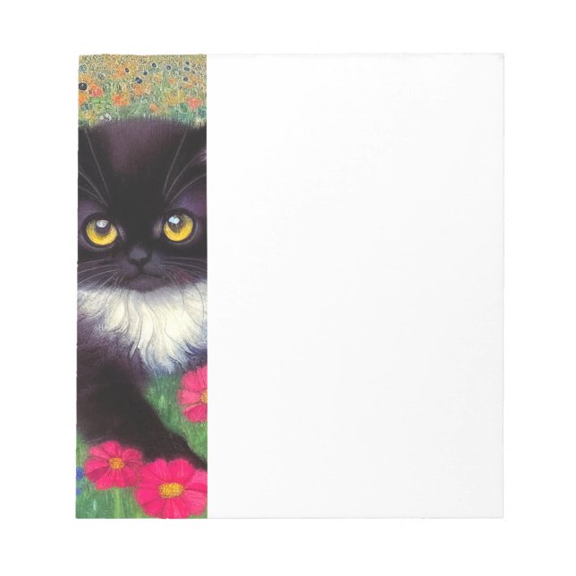 Gustav Klimt Tuxedo Cat Notizblock (Vorderseite)