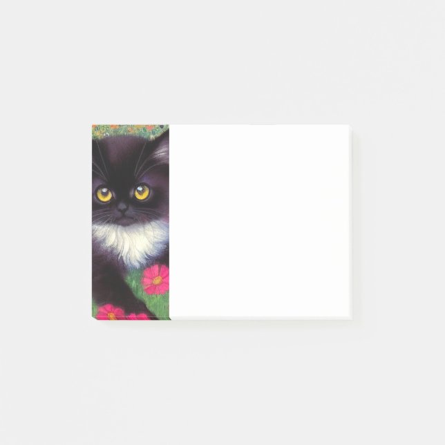 Gustav Klimt Tuxedo Cat Post-it Klebezettel (Vorderseite)