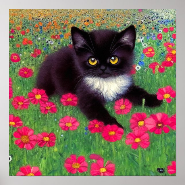 Gustav Klimt Tuxedo Cat Poster (Vorne)
