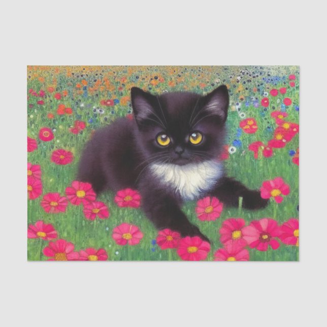Gustav Klimt Tuxedo Cat Seidenpapier (Vorderseite)