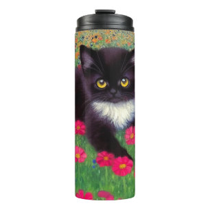 Gustav Klimt Tuxedo Cat Thermosbecher