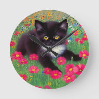 Gustav Klimt Tuxedo Katze mit Gold Uhrennummern