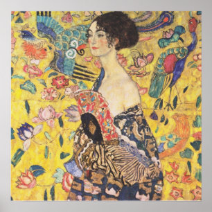 Gustav Klimt - Une dame avec une affiche de reprod