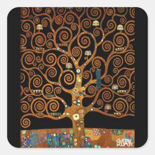 Gustav Klimt, unter dem Baum des Lebens Quadratischer Aufkleber