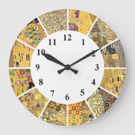 Gustav Klimt Wall Clock - Goldenes Muster Jugendst Große Wanduhr