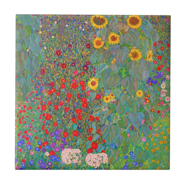 Gustav Klimts Bauerngarten mit Sonnenblumen Fliese (Vorderseite)