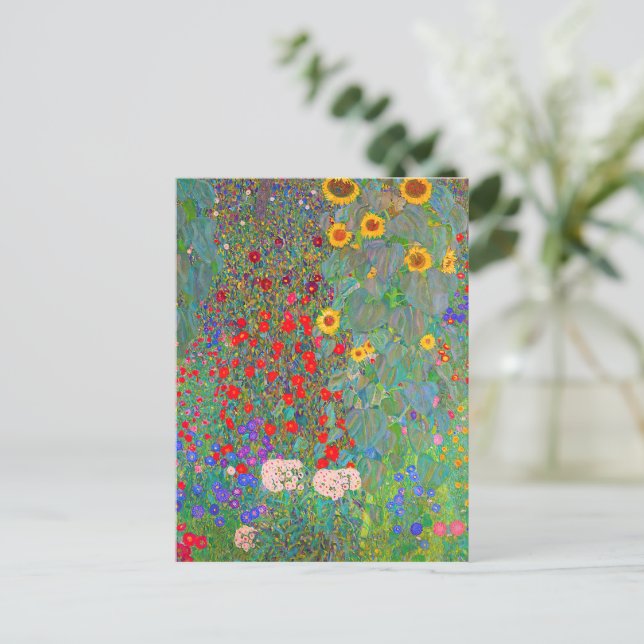Gustav Klimts Bauerngarten mit Sonnenblumen Postkarte (Stehend Vorderseite)