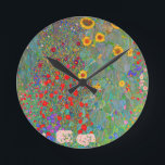 Gustav Klimts Bauerngarten mit Sonnenblumen Runde Wanduhr<br><div class="desc">Gustav Klimts Bauerngarten mit Sonnenblumen rund um die Uhr.</div>