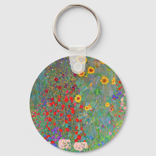 Gustav Klimts Bauerngarten mit Sonnenblumen Schlüsselanhänger (Vorderseite)