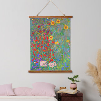 Gustav Klimts Bauerngarten mit Sonnenblumen Wandteppich Mit Holzrahmen