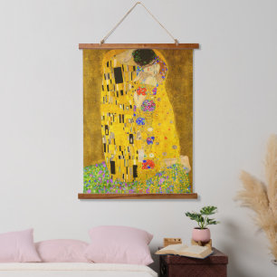 Gustav Klimts berühmtes Bild von Kiss Wandteppich Mit Holzrahmen