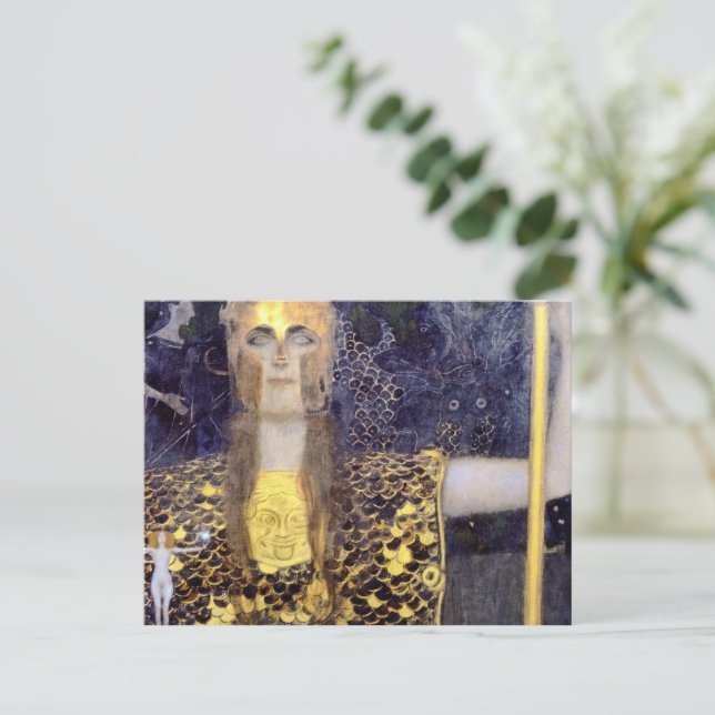 Gustav Klimts berühmtes Bild von Pallas Athena Postkarte (Stehend Vorderseite)