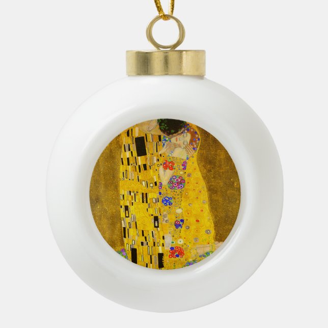 Gustav Klimts berühmtes Kissenbild. Keramik Kugel-Ornament (Vorderseite)