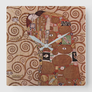 Gustav Klimts Gemälde: Die Embrace (ca. 1909) Quadratische Wanduhr