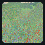 Gustav Klimts Gemälde, Mohnfeld Quadratischer Aufkleber<br><div class="desc">Mohnfeld,  berühmtes Landschaftsbild von Gustav Klimt.</div>