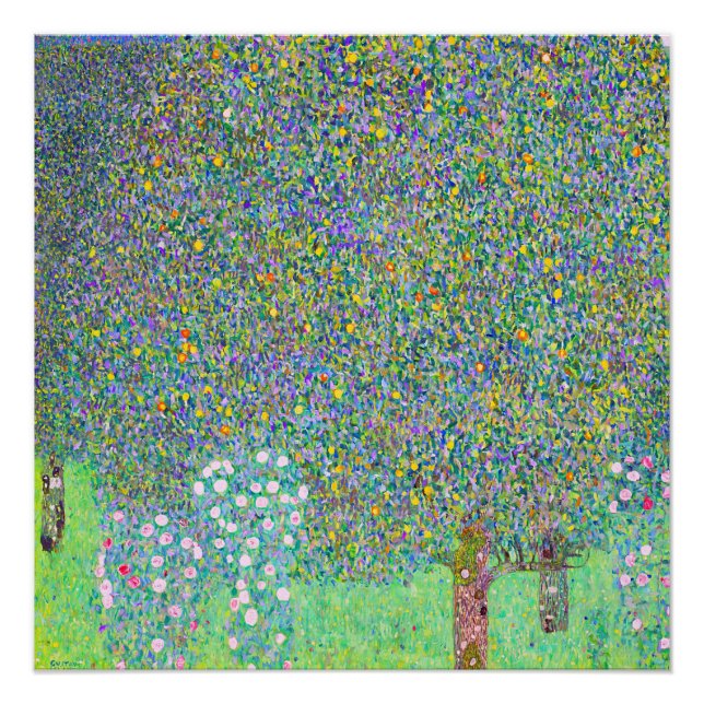 Gustav Klimts Rosenbüsche unter dem Baumbild Poster (Vorderseite)
