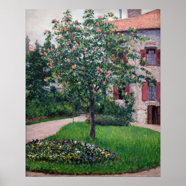 Gustave Caillebotte - Bäume in Blossom Poster (Vorne)