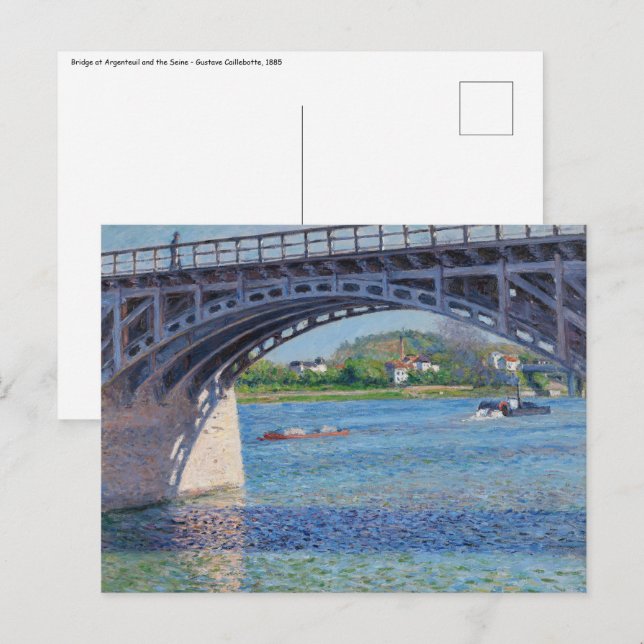 Gustave Caillebotte - Bridge at Argenteuil & Seine Postkarte (Vorne/Hinten)