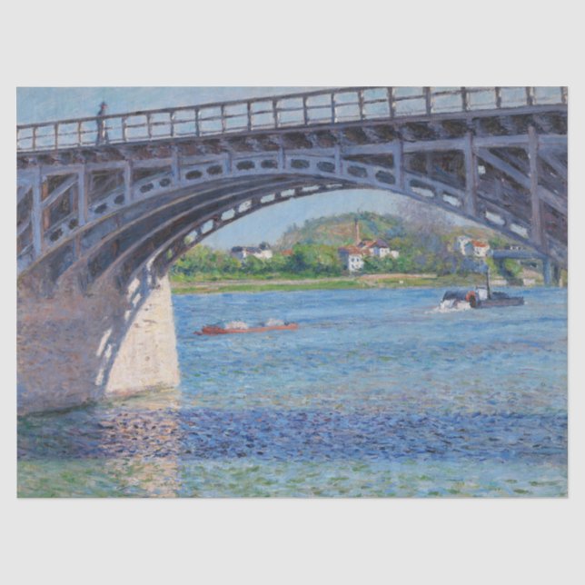 Gustave Caillebotte - Bridge at Argenteuil & Seine Seidenpapier (Vorderseite)